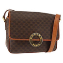 CELINE Macadam Canvas Circle Shoulder Bag PVC Leather Brown Gold Auth 147158-1
