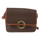 CELINE Macadam Canvas Circle Shoulder Bag PVC Leather Brown Gold Auth 147158-13