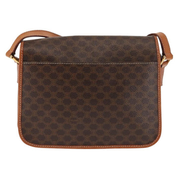 CELINE Macadam Canvas Circle Shoulder Bag PVC Leather Brown Gold Auth 147158 - 0