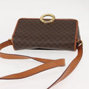 CELINE Macadam Canvas Circle Shoulder Bag PVC Leather Brown Gold Auth 147158-6