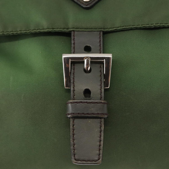 PRADA Shoulder Bag Nylon Green Silver Auth 147192