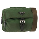 PRADA Shoulder Bag Nylon Green Silver Auth 147192-1