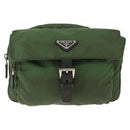PRADA Shoulder Bag Nylon Green Silver Auth 147192-13