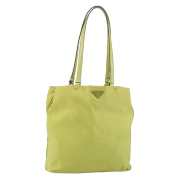 PRADA Tote Bag Nylon Silver Light green Auth 147193