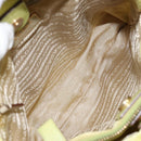 PRADA Tote Bag Nylon Silver Light green Auth 147193-17
