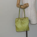 PRADA Tote Bag Nylon Silver Light green Auth 147193-24