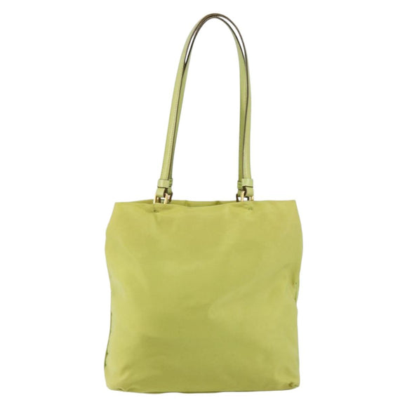 PRADA Tote Bag Nylon Silver Light green Auth 147193