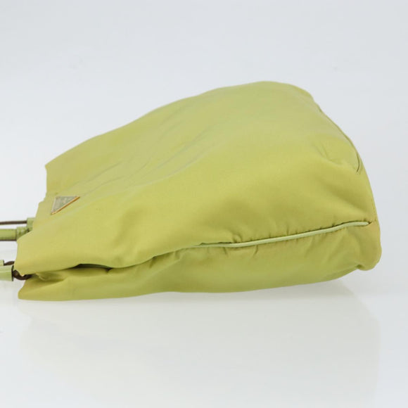 PRADA Tote Bag Nylon Silver Light green Auth 147193