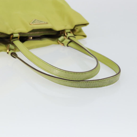 PRADA Tote Bag Nylon Silver Light green Auth 147193