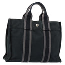 HERMES Fourre Tout PM Hand Bag Canvas Black Silver Auth 147194-1