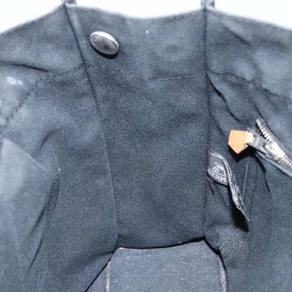 HERMES Fourre Tout PM Hand Bag Canvas Black Silver Auth 147194