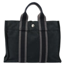 HERMES Fourre Tout PM Hand Bag Canvas Black Silver Auth 147194-2