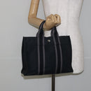 HERMES Fourre Tout PM Hand Bag Canvas Black Silver Auth 147194-20