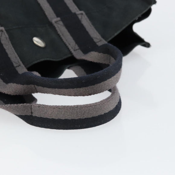 HERMES Fourre Tout PM Hand Bag Canvas Black Silver Auth 147194