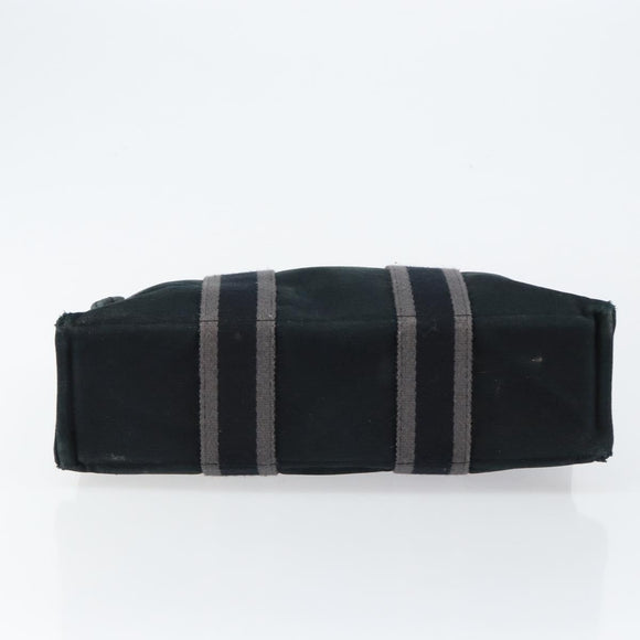 HERMES Fourre Tout PM Hand Bag Canvas Black Silver Auth 147194