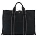 HERMES Fourre Tout MM Hand Bag Canvas Black Silver Auth 147195-13