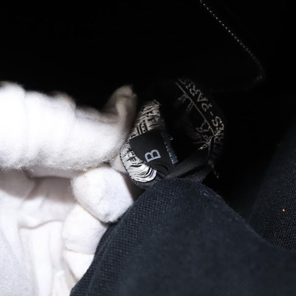 HERMES Fourre Tout MM Hand Bag Canvas Black Silver Auth 147195