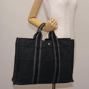 HERMES Fourre Tout MM Hand Bag Canvas Black Silver Auth 147195-22