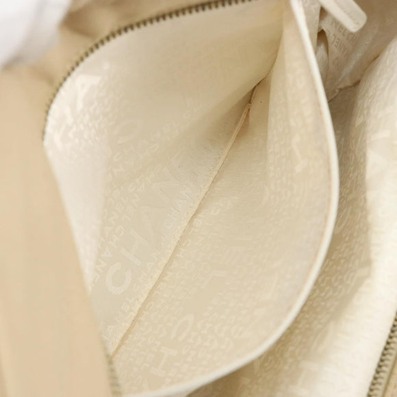 CHANEL Marshmallow COCO Mark Tote Bag Canvas Leather Beige Gold CC Auth 147196