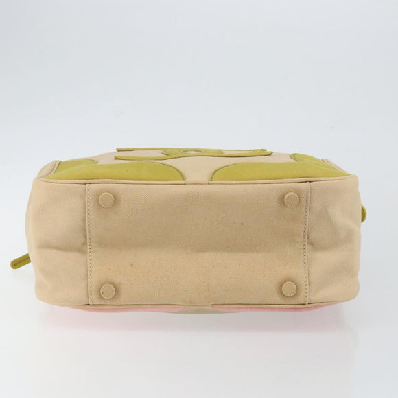 CHANEL Marshmallow COCO Mark Tote Bag Canvas Leather Beige Gold CC Auth 147196