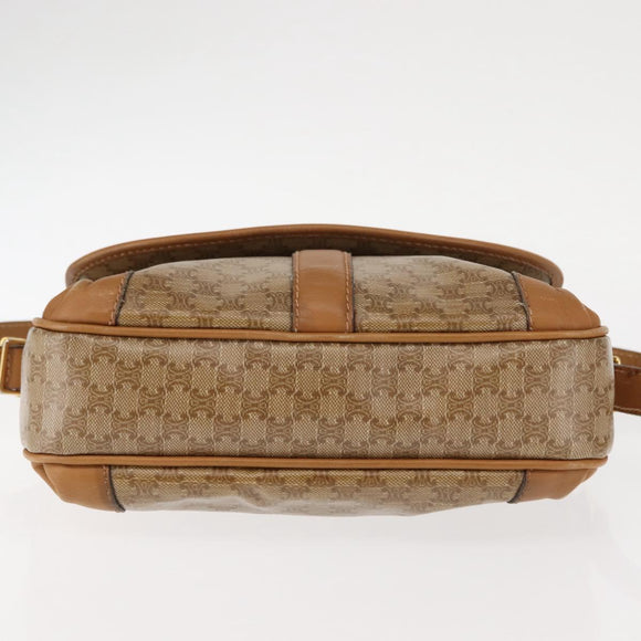 CELINE Macadam Canvas Shoulder Bag PVC Beige Gold Auth 147197