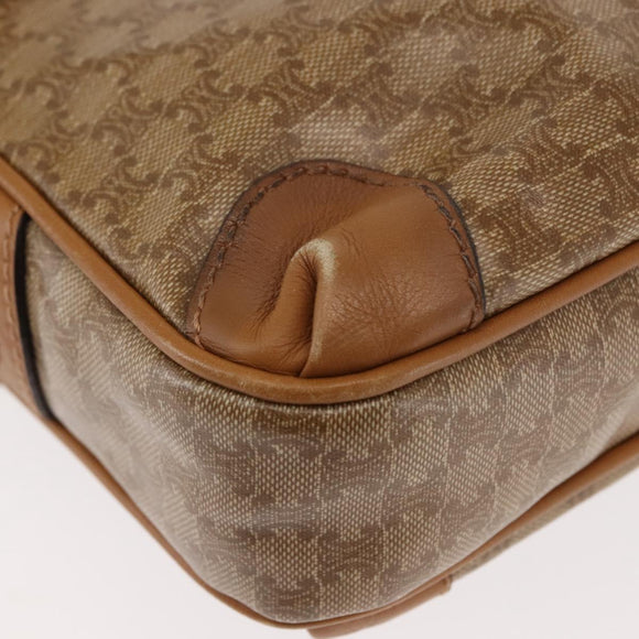 CELINE Macadam Canvas Shoulder Bag PVC Beige Gold Auth 147197