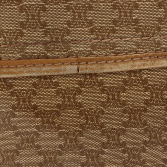 CELINE Macadam Canvas Shoulder Bag PVC Beige Gold Auth 147197