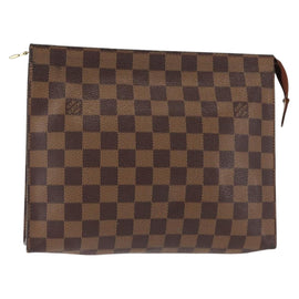 LOUIS VUITTON Damier Ebene Poche Toilette 26 Pouch N47543 LV Auth 147199