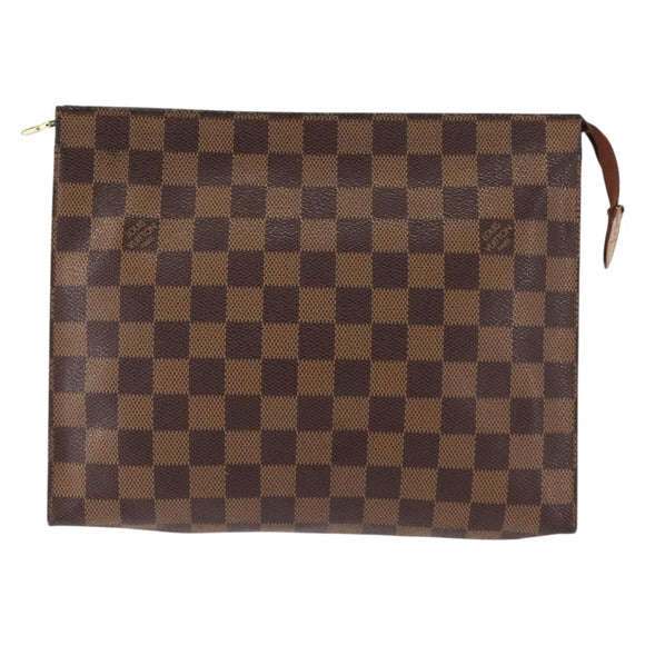 LOUIS VUITTON Damier Ebene Poche Toilette 26 Pouch N47543 LV Auth 147199