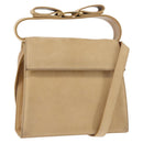 Salvatore Ferragamo Vala Hand Bag Suede 2way Beige Gold Auth 147228-1