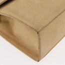 Salvatore Ferragamo Vala Hand Bag Suede 2way Beige Gold Auth 147228-16