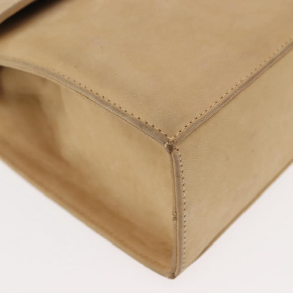 Salvatore Ferragamo Vala Hand Bag Suede 2way Beige Gold Auth 147228