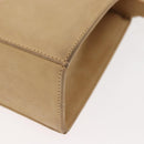 Salvatore Ferragamo Vala Hand Bag Suede 2way Beige Gold Auth 147228-17