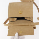 Salvatore Ferragamo Vala Hand Bag Suede 2way Beige Gold Auth 147228-10