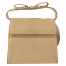 Salvatore Ferragamo Vala Hand Bag Suede 2way Beige Gold Auth 147228-13