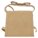 Salvatore Ferragamo Vala Hand Bag Suede 2way Beige Gold Auth 147228-2