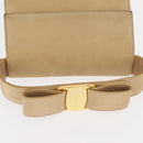 Salvatore Ferragamo Vala Hand Bag Suede 2way Beige Gold Auth 147228-6