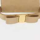Salvatore Ferragamo Vala Hand Bag Suede 2way Beige Gold Auth 147228-7