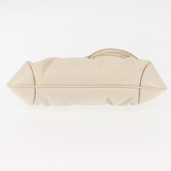 Salvatore Ferragamo Gancini Hand Bag Leather 2way White Gold Auth 147238