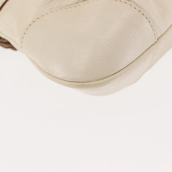 Salvatore Ferragamo Gancini Hand Bag Leather 2way White Gold Auth 147238