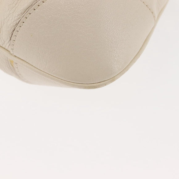 Salvatore Ferragamo Gancini Hand Bag Leather 2way White Gold Auth 147238