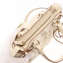 Salvatore Ferragamo Gancini Hand Bag Leather 2way White Gold Auth 147238-10