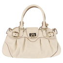 Salvatore Ferragamo Gancini Hand Bag Leather 2way White Gold Auth 147238-13