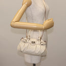 Salvatore Ferragamo Gancini Hand Bag Leather 2way White Gold Auth 147238-23