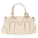 Salvatore Ferragamo Gancini Hand Bag Leather 2way White Gold Auth 147238-2