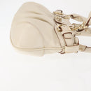 Salvatore Ferragamo Gancini Hand Bag Leather 2way White Gold Auth 147238-3