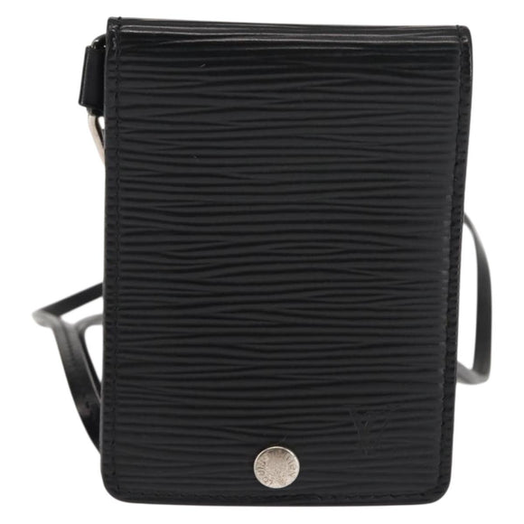 LOUIS VUITTON Epi Porte CartesID Bandouliere Card Case Black M60082 Auth 147251