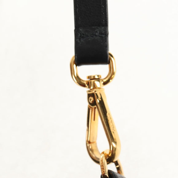 PRADA Ribbon Shoulder Bag Leather Black Red gold Auth 147259V