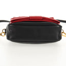 PRADA Ribbon Shoulder Bag Leather Black Red gold Auth 147259V-5