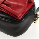 PRADA Ribbon Shoulder Bag Leather Black Red gold Auth 147259V-17